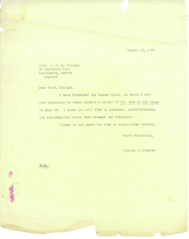 Lot of correspondence between J.R.R. Tolkien and Timothy J. Wheeler