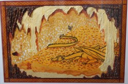 Bilbo Speaks to Smaug (Cave-Painting Version) by Ruth Lacon - Original Tolkien Acrylic Painting