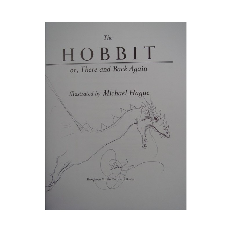 The Hobbit – Michael Hague Illustrated Edition with Signed Original Dragon Drawing