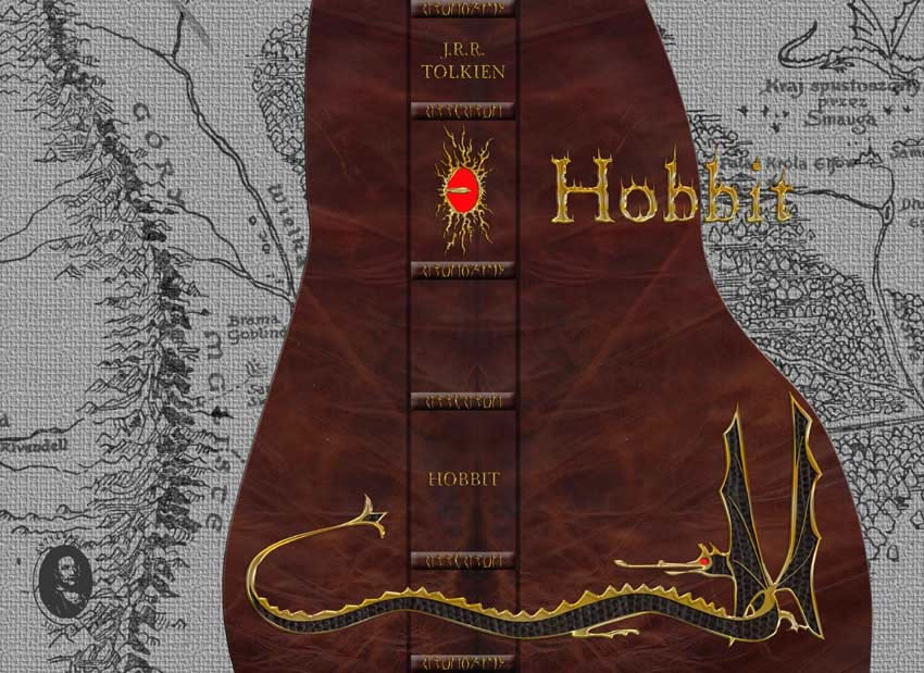 Matching clamshell case and decorated Hobbit binding by Polish Antiquarian Sobieski.