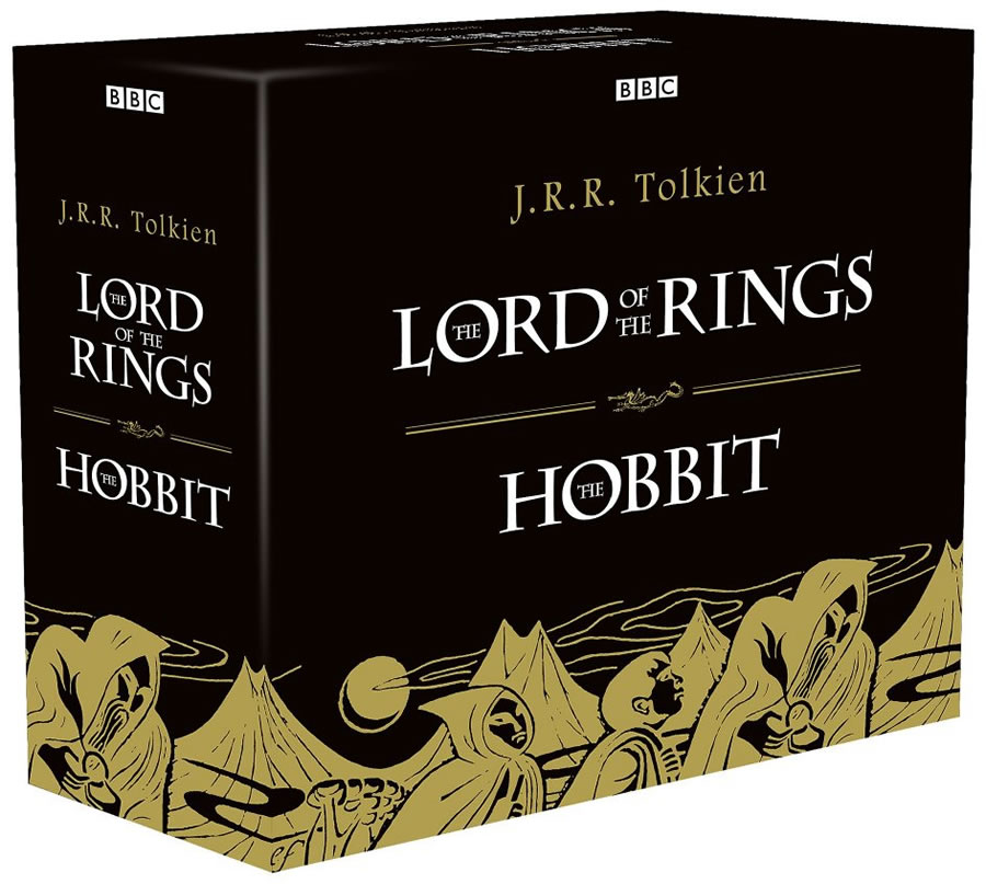 This CD box contains the BBC Radio dramatisations of The Lord of the Rings and The Hobbit