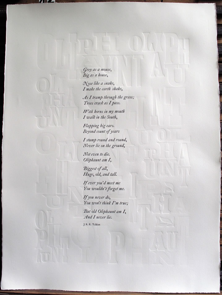 Oliphaunt - a verse from The Lord of The Rings by J.R.R. Tolkien - will be available from Harper Collins from spring 2010