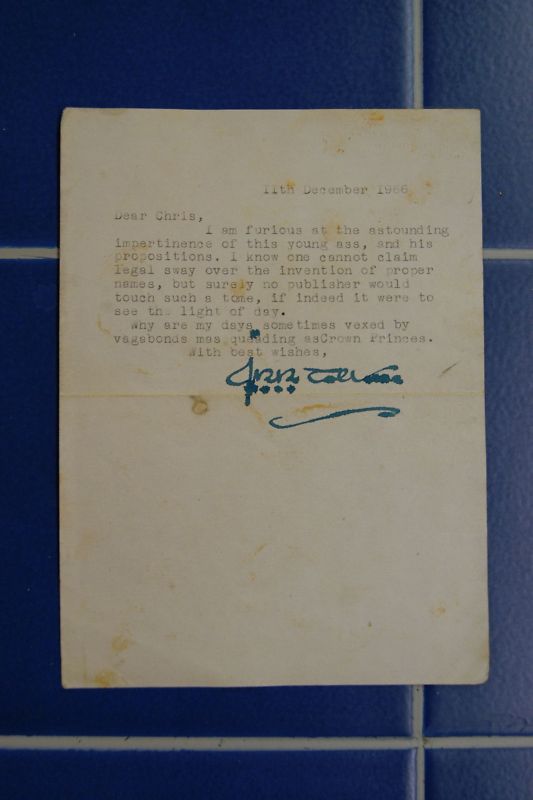 A Type signed letter not written and not signed by J.R.R. Tolkien.